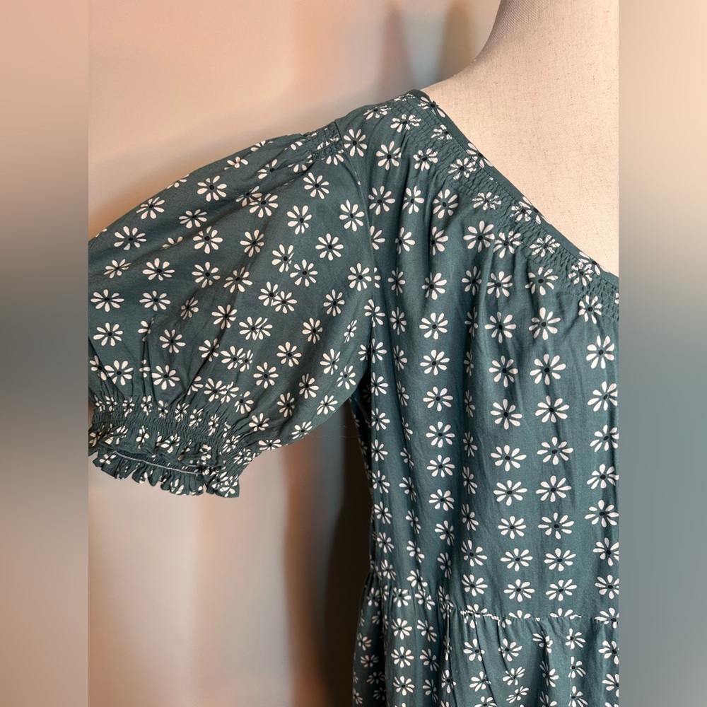 Sz 3 or L The Great green Dakota Midi Dress Floral Printed Puff Sleeve Cotton - Picture 6 of 13